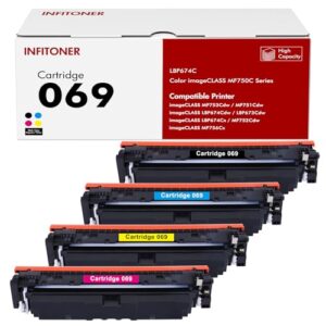 069 069h mf753cdw 4 pack color toner cartridge set replacement for canon 069 069h toner cartridge for canon color imageclass mf753cdw mf751cdw lbp674cdw printer black cyan yellow magenta