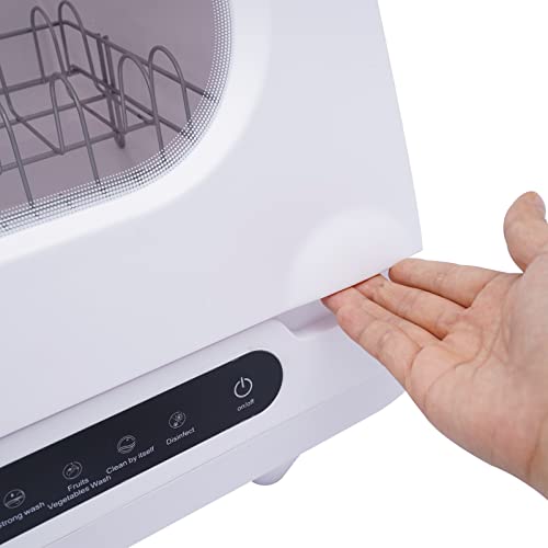 1200W Portable Countertop Dishwasher Compact Dish Washing with 5 Washing Programs 360° Spray Arms Mini Display Dishwasher for Small Apartment Office and Home Kitchen