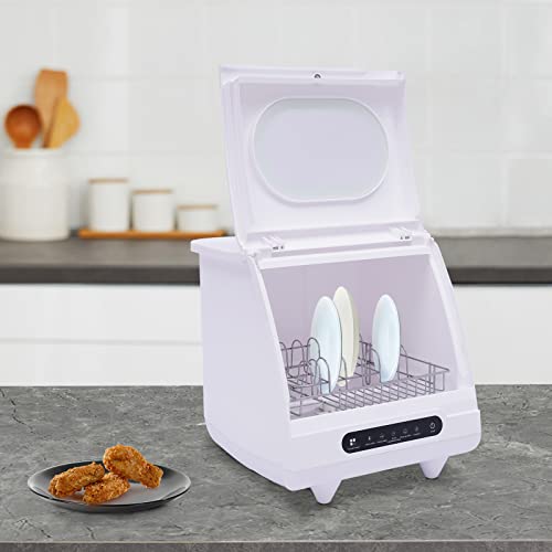 1200W Portable Countertop Dishwasher Compact Dish Washing with 5 Washing Programs 360° Spray Arms Mini Display Dishwasher for Small Apartment Office and Home Kitchen