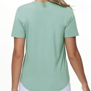 THE GYM PEOPLE Women's Workout Short Sleeve Breathable T-Shirts Athletic Yoga Tee Tops Light Green