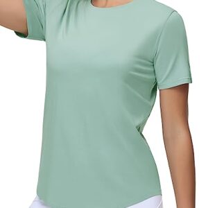 THE GYM PEOPLE Women's Workout Short Sleeve Breathable T-Shirts Athletic Yoga Tee Tops Light Green