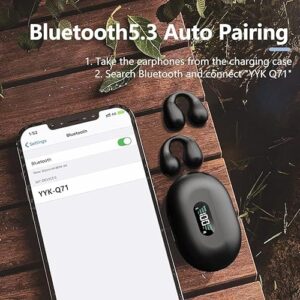 Wireless Headphones Bluetooth Ear Clip Earphones, 30H Playtime Open Ear Clip Headphones with Mic, Mini Wireless Earbuds Bluetooth for Running Sport Gym, USB-C, Compatible with iPhone Android