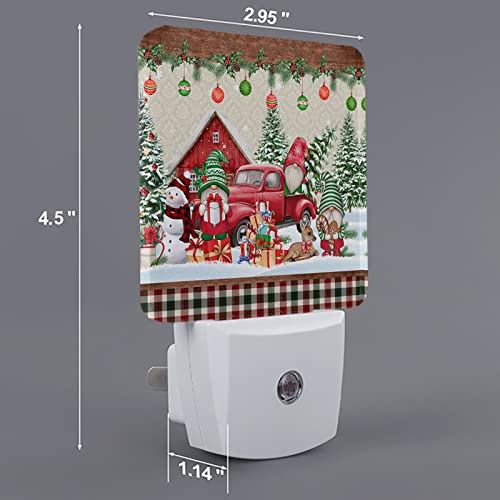 LED Night Light, Plug-in, Dusk to Dawn Sensor, Christmas Farmhouse Elk Gnome Truck Red Green Plaid Decorative Nightlight for Bedroom, Bathroom, Nursery, Hallway, Kitchen, Stairs, Kids Room