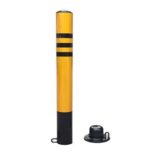 caimiao galvanized steel pipe car parking space lock bollard,anti-rust/black yellow (color : 76x500mm|black yellow)