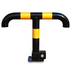 caimiao car parking space lock bollard t shape foldable security post bollard parking post strong and sturdy traffic visible warning sign (color : black, size : yellow)