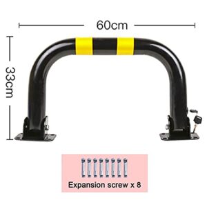 CAIMIAO Car Parking Space Lock Bollard U Shape Foldable Driveway Bollard Post Pole Garage Security Posts Upper Lock with Reflective Tape (Color : Black, Size : 33x80cm)