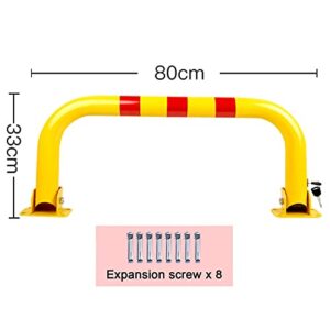 CAIMIAO Car Parking Space Lock Bollard U Shape Foldable Driveway Bollard Post Pole Garage Security Posts Upper Lock with Reflective Tape (Color : Black, Size : 33x80cm)