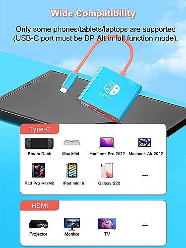 Dnkeaur Switch Dock for Nintendo Switch & OLED, Nintendo Switch Docking Station for TV,Nintendo Switch Base Accessories,Portable Switch Travel Dock,USB C to HDMI Adapter for Steam Deck/MacBook/Laptop