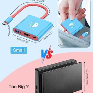 Dnkeaur Switch Dock for Nintendo Switch & OLED, Nintendo Switch Docking Station for TV,Nintendo Switch Base Accessories,Portable Switch Travel Dock,USB C to HDMI Adapter for Steam Deck/MacBook/Laptop