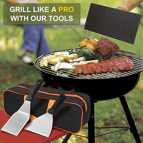 Griddle Accessories Kit, 16pcs Flat Top Grill Griddle Tools Set for Blackstone and Camp Chef, Professional Grill Spatula Set with Basting Cover, Spatula, Scraper, Tongs for Outdoor BBQ and Camping