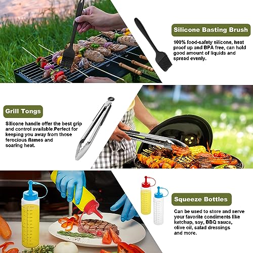 Griddle Accessories Kit, 16pcs Flat Top Grill Griddle Tools Set for Blackstone and Camp Chef, Professional Grill Spatula Set with Basting Cover, Spatula, Scraper, Tongs for Outdoor BBQ and Camping