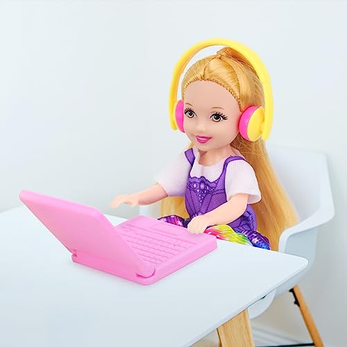 UNICORN ELEMENT 11 Packs 5.3 Inch - 6 Inch Girl Doll Clothes and Accessories, 3 Dresses, 3 Boy Doll Outfits (3 T-Shirt, 3 Pants), 2 Shoes, 1 Headset 1 Toy Dog 1 Computer(NO Doll)