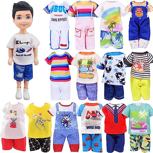 UNICORN ELEMENT 11 Packs 5.3 Inch - 6 Inch Girl Doll Clothes and Accessories, 3 Dresses, 3 Boy Doll Outfits (3 T-Shirt, 3 Pants), 2 Shoes, 1 Headset 1 Toy Dog 1 Computer(NO Doll)