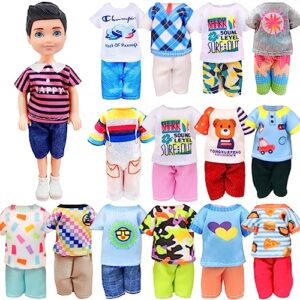 UNICORN ELEMENT 11 Packs 5.3 Inch - 6 Inch Girl Doll Clothes and Accessories, 3 Dresses, 3 Boy Doll Outfits (3 T-Shirt, 3 Pants), 2 Shoes, 1 Headset 1 Toy Dog 1 Computer(NO Doll)