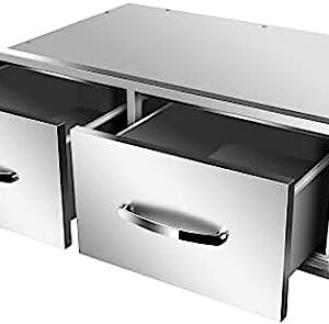 Outdoor Kitchen Stainless Steel Triple Access BBQ Drawers with Chrome Handle,30Wx20Dx10H