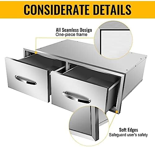 Outdoor Kitchen Stainless Steel Triple Access BBQ Drawers with Chrome Handle,30Wx20Dx10H