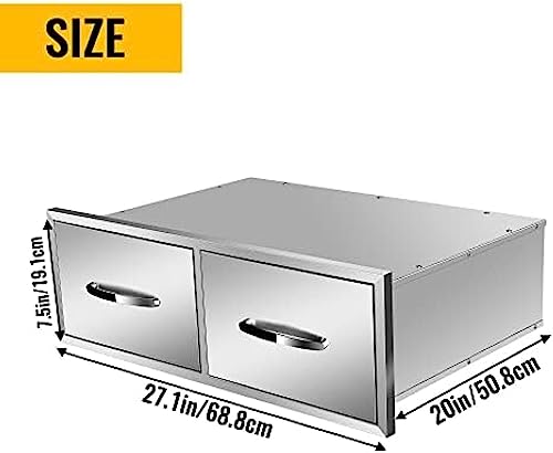 Outdoor Kitchen Stainless Steel Triple Access BBQ Drawers with Chrome Handle,30Wx20Dx10H