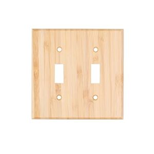 solid wood light switch cover double toggle wall outlet covers wall plate decorative for bathroom bedroom kitchen home, standard size 4.50" x 4.50"