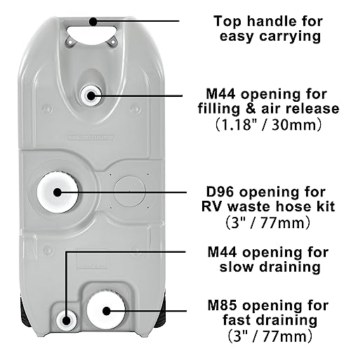 YITAHOME 10.6 Gallon Large Capacity Portable Water Holding Tank with Catching Metal Handle Odorless Tote for Camper with Large Wheels, Filling Port, Hose, Faucet, 2 Handles for Easy Carry & Fast Empty