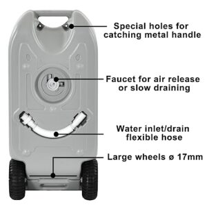 YITAHOME 10.6 Gallon Large Capacity Portable Water Holding Tank with Catching Metal Handle Odorless Tote for Camper with Large Wheels, Filling Port, Hose, Faucet, 2 Handles for Easy Carry & Fast Empty