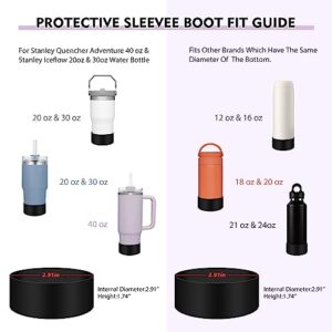 Silicone Spill Proof Stopper Set and Protective Boot for Stanley H2.0 40oz 30oz Tumbler,2 Tumbler Silicone Boot, 2 Straw Cover Cap, 4 Leak Sproof Stopper,Stanley Cup Accessories(Black)