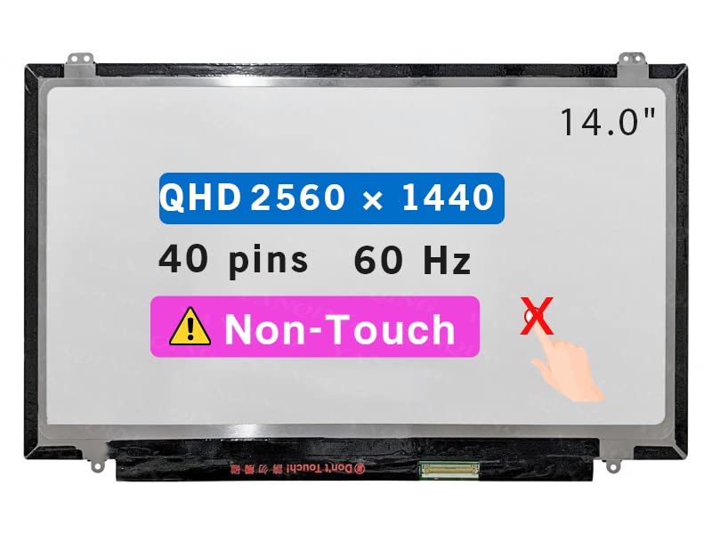 14.0" Screen Replacement for Lenovo Thinkpad X1 Carbon 20BS00B3HH LCD Display Panel 40 pin (QHD 2560×1440 Non-Touch)