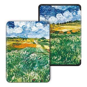 case fits kindle paperwhite 10th generation 2018 released ebook reader covers pu leather smart cover with auto wake/sleep cases for kindle paperwhite 4, abstract sky and green grass, as shown, kindle