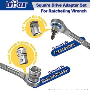 LABEAR- 4pcs Ratcheting Wrench to Square Drive Adapter Set