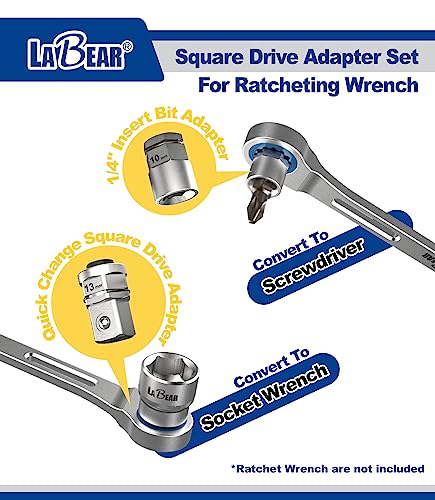 LABEAR- 4pcs Ratcheting Wrench to Square Drive Adapter Set