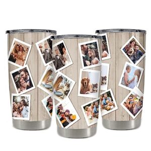 personalized tumbler with pictures for men women,custom insulated travel mug with lid,20oz stainless steel coffee cup gifts for father's day mother's day birthday anniversary-12 photos