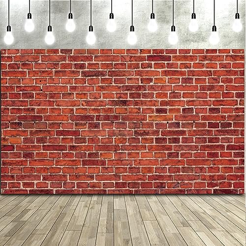 Red Brick Wall Party Backdrop, Large Fabric Red Brick Sign Photo Backdrops Background for Baby Shower Birthday Party Wedding Graduation Home Decoration Photo Booth Prop Banner (59.8 x 83.9 Inch)