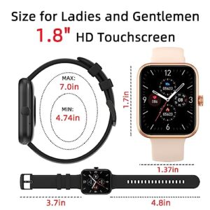 Xuffbv Smart Watch Bluetooth Calling Fitness Tracker with Heart Rate, Blood Oxygen Monitor, Sleep Monitor IP68 Waterproof 1.81-inch HD Color Touchscreen for Men Women Compatible with iPhone & Android