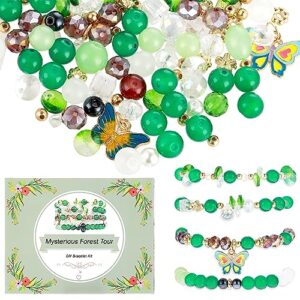 gift boxed emeralds crystal beads for bracelet jewelry making kit, 140pcs 8mm gemstone crystal glass bead bracelet kit, assorted diy craft glass beads bulk for friendship bracelets making with string