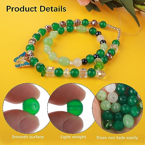 Gift Boxed Emeralds Crystal Beads for Bracelet Jewelry Making Kit, 140Pcs 8mm Gemstone Crystal Glass Bead Bracelet Kit, Assorted DIY Craft Glass Beads Bulk for Friendship Bracelets Making with String