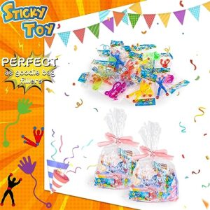 LovesTown 48PCS Sticky Toys for Kids, Stretchy Sticky Toys Including 16PCS Sticky Wall Climbers 16PCS Sticky Hands 16PCS Stretchy Lizards for Kids Goodie Bag Stuffers Treasure Box Classroom Prize