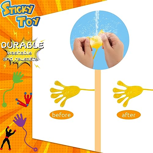 LovesTown 48PCS Sticky Toys for Kids, Stretchy Sticky Toys Including 16PCS Sticky Wall Climbers 16PCS Sticky Hands 16PCS Stretchy Lizards for Kids Goodie Bag Stuffers Treasure Box Classroom Prize