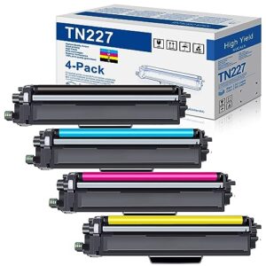 tn227 high yield toner cartridge 4 pack tn227bk tn227c tn227m tn227y replacement for brother tn-227bk/c/m/y toner cartridge mfc-l3750cdw hl-3210cw 3230cdn 3290cdw dcp-l3550cdw printer