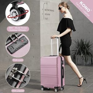 KONO 28 Inch Luggage Suitcase Lightweight with Spinner Wheels TSA Lock Hardside Large Checked Luggage Durable Rolling Suitcase Pink