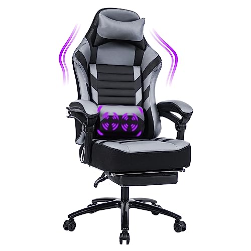 Fantasylab Big and Tall Gaming Chair 400lb Gaming Chair with Footrest Massage Gaming Chair Memory Foam Adjustable Tilt Back Angle and Arm High