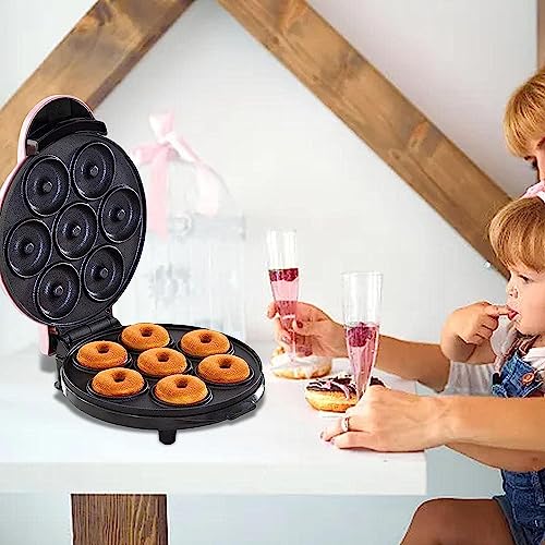 Mini Donut Maker Machine 7 Holes, Electric Donut Press Machine, Small Doughnut Maker, Electric Non-Stick & Double-sided Heating Donut Maker Machine, for Kid-Friendly Breakfast Desserts Cake (Emerald)