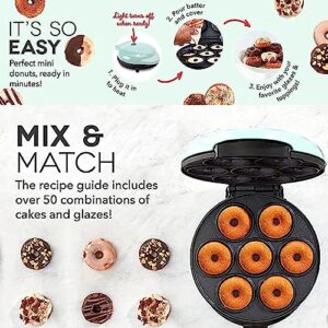 Mini Donut Maker Machine 7 Holes, Electric Donut Press Machine, Small Doughnut Maker, Electric Non-Stick & Double-sided Heating Donut Maker Machine, for Kid-Friendly Breakfast Desserts Cake (Emerald)