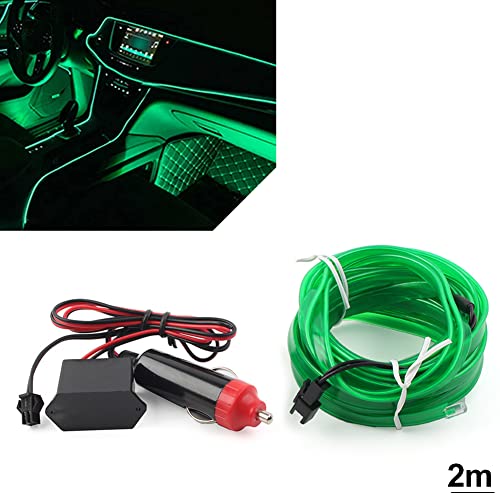 GZYF Car Interior LED Strip Light, Interior Car Lights, 2M Atmosphere Light, Accessory Light Interior Decoration for Automotive Trucks SUVs ATVs RVs Trailers, Green