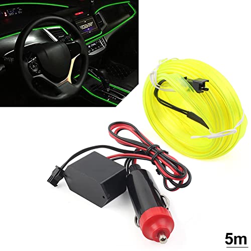 GZYF Car Interior LED Strip Lights, 5M Neon Light 12V with Fuse Protection, Neon Wire with 6mm Sewing Edge, Atmosphere Lights Interior Decoration for Automotive Trucks SUVs ATVs RVs, Fluorescent Green