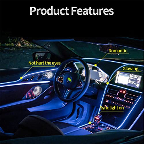 GZYF Car Interior LED Strip Lights, 5M Neon Light 12V with Fuse Protection, Neon Wire with 6mm Sewing Edge, Atmosphere Lights Interior Decoration for Automotive Trucks SUVs ATVs RVs, Fluorescent Green