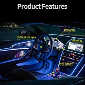 GZYF Interior Car LED Strip Lights, Multicolor Ambient Lighting Kits, 3M Neon Wire with 6mm Sewing Edge for Automotive Trucks SUVs ATVs RVs Trailers, Fluorescent Green