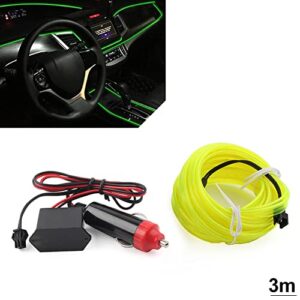 GZYF Interior Car LED Strip Lights, Multicolor Ambient Lighting Kits, 3M Neon Wire with 6mm Sewing Edge for Automotive Trucks SUVs ATVs RVs Trailers, Fluorescent Green