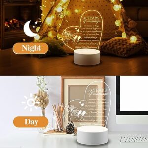 BeauGift 50th Anniversary Wedding Gifts for Couple, 50 Years Golden Anniversary Marriage Gifts for Her Him, Happy Anniversary Romantic Gifts, 50th Anniversary Night Light Gifts for Wife from Husband