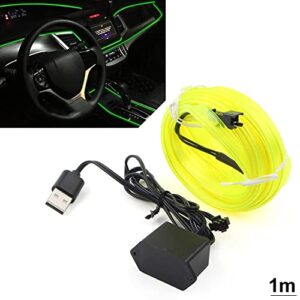 GZYF Car Interior LED Strip Lights, 1M Neon Light USB 5V with Fuse Protection, Neon Wire with 6mm Sewing Edge, Atmosphere Lights Interior Decoration for Trucks SUVs ATVs Garden, Fluorescent Green