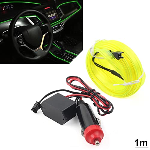 GZYF Interior Car LED Strip Lights, Multicolor Ambient Lighting Kits, 1M Neon Wire with 6mm Sewing Edge for Automotive Trucks SUVs ATVs RVs Trailers, Fluorescent Green