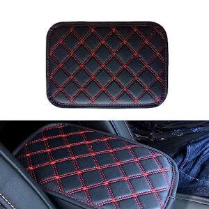 gunhunt pack-1 car center console cover pad, pu leather auto armrest seat box protector set, double line square waterproof center console mat, for most vehicle, suv, truck interior (black & red)